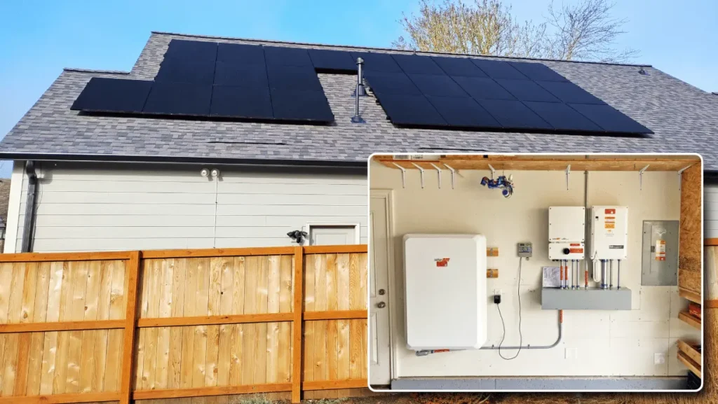 Rooftop solar panels and battery backup for new home in Oregon City, Oregon