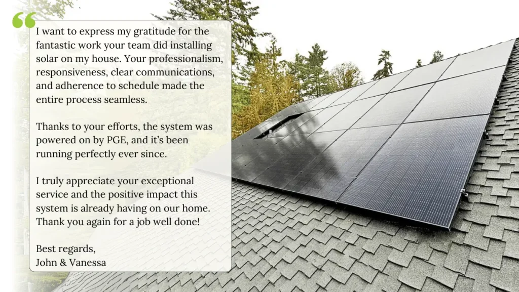 Solar panels on home in Newberg, Oregon