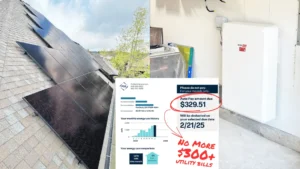 Rooftop solar panels and battery backup on home in Portland, Oregon saving family thousands of dollars.